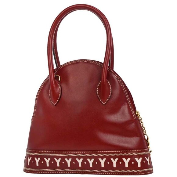 Yves Saint Laurent Red Leather Y Cut Out Handbag - Picture 3 of 11